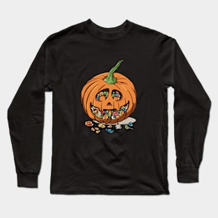 Halloween Pumpkin with Candies Long Sleeve T-Shirt